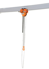 Vestil Steel Low Headroom Chain Hoist Push Trolley - 14 In. x 11-1/2 In. x 14 In. 4,000 lb - Orange