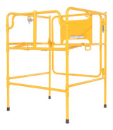 Vestil Steel Manhole Guard Rail with Aluminum Sign - 31 In. x 30 In. Caution Men Working Sign Message - Yellow