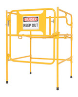 Vestil Steel Manhole Guard Rail with Aluminum Sign - 31 In. x 30 In. Danger Keep Out Sign Message - Yellow