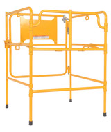 Vestil Steel Manhole Guard Rail with Aluminum Sign - 31 In. x 30 In. Notice Restricted Area Sign Message - Yellow