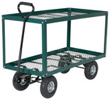 Vestil Steel Landscape Cart with Two Shelf - 51 In. x 24 In. x 36 In. 300 lb - Green