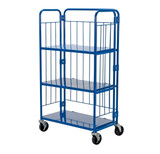 Vestil Steel Foldable/Nestable Roller Container - 3 Shelf 18 In. x 34 In. x 59 In. 990 lb - Blue