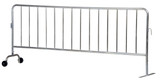 Vestil Steel Crowd Control Interlocking Barrier with Feet 1 Wheeled - 1 Curved 101-3/16 In. Length - Silver