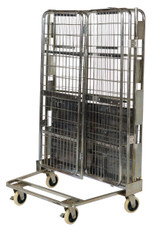 Vestil Galvanized Steel Foldable/Nestable Roller Container - 1 Shelf 30 In. x 43-1/2 In. x 69 In. 660 lb - Gray