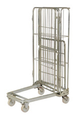Vestil Galvanized Steel Foldable/Nestable Roller Container - 1 Shelf 32 In. x 26-3/8 In. x 59 In. 660 lb - Gray