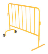 Vestil Steel Crowd Control Interlocking Barrier with Feet 1 Wheeled - 1 Flat 47-1/2 In. Length - Yellow