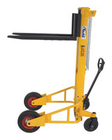 Vestil Steel Narrow Manual Rough Terrain Stacker - 59 In. Raised Height 1,500 lb - Yellow/Black