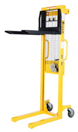 Vestil Steel Stacker with Fixed Manual Hand Winch - 770 lb Black / - Yellow