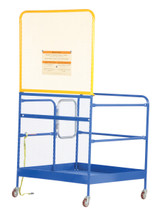 Vestil Steel Work Platform With Poly Casters and - 84 In. Expanded Back 48 In. x 48 In. 1,000 lb - Blue