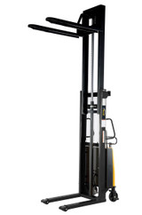 Vestil Steel Fixed Stacker with Powered Lift - 118 In. Raised Height 2,000 lb Black / - Yellow