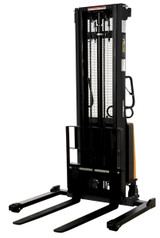 Vestil Steel Adjustable Stacker with Powered Lift - 137 In. Raised Height 2,000 lb Black / - Yellow
