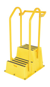Vestil Polyethylene Nestable with Hand and Back Rails Casters - 2 Step 500 lb - Yellow