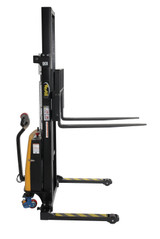 Vestil Steel Adjustable Stacker with Power Traction Drive System - 137 In. Raised Height 2,000 lb Black / - Yellow