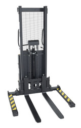 Vestil Steel Adjustable Stacker with Powered Lift - 63 In. Raised Height 2,000 lb - Black/Yellow