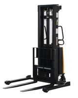 Vestil Steel Adjustable Stacker with Powered Lift - 118 In. Raised Height 2,000 lb Black / - Yellow