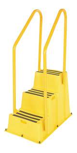 Vestil Polyethylene Nestable with Handrails - 3 Step 500 lb - Yellow