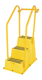 Vestil Polyethylene Nestable with Hand and Back Rails - 3 Step 500 lb - Yellow