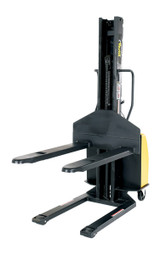 Vestil Steel Narrow Mast Stacker DC Powered - 63 In. Raised Height Fixed Forks 45-1/4 In. Fork Length 1,500 lb - Yellow