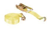 Vestil Polyester Ratcheting Cargo Strap with Rod Hook - 27 Ft. Working Length 3,325 lb Working Load - Yellow
