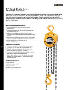 Harrington CF020 Hand Chain Hoist, 2 Ton, 15 ft Lift