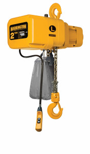 Harrington NER030L-15 Electric Chain Hoist, 3 Ton, Hook Suspension, 15 ft Lift