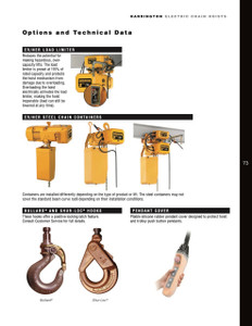 Harrington ER020L-15 Electric Chain Hoist, 2 Ton, Hook Suspension, 15 ft Lift