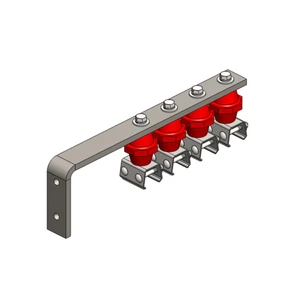 Conductix Hevi-Bar II, Bracket, Web, Plated, w/4 Stainless Steel Cross-bolt Hangers, w/Insulators (for 700-1500 A Bar), 19.25 inch L