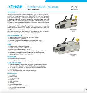 Tractel Griphoist / Tirfor T532D Manual Wire Rope Hoist 8,000 lb Capacity, 50 ft (15 m) Assembly
