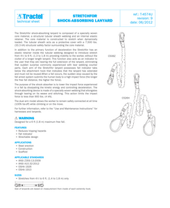 Tractel Stretchfor 4 to 6 ft. Twin-Leg Shock-Absorbing Lanyard with 3/4 in. and 2 in. Self-Locking Snap Hooks C526H