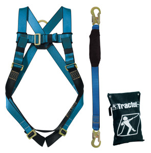 Tractel Basic Fall Protection Kit Harness, 6 ft. Shock-Absorbing Lanyard, and Storage Bag (KIT-B01K)