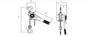 .75 T Industrial Lever Hoist 10 ft Custom rigging available. Standards CE, ASME B30.21, AS1418.2