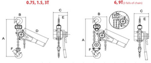 .75 T Dyno Lever Hoist 10 ft lift Custom rigging available. Standards  CE, ASME B30.21, AS1418.2