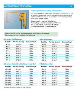 Tractel A-Series The Original Self-Closing Industrial Safety Gate 31"33.5", Carbon Steel, Galvanized - A71-30