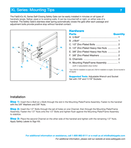 Tractel XL Series Extended Coverage Self-Closing Safety Gate 31 "-33", Carbon Steel, Galvanized - XL71-30