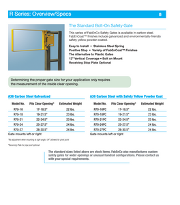 Tractel R SERIES Bolt-On Self-Closing Industrial Safety Gate 25"-27.5", Carbon Steel, Galvanized - R70-24