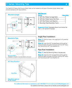 Tractel R SERIES Bolt-On Self-Closing Industrial Safety Gate 25"-27.5", Carbon Steel, Galvanized - R70-24