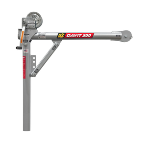 OZ Lifting 500 Lb. Steel Davit Crane with Carbon Steel Brake Winch