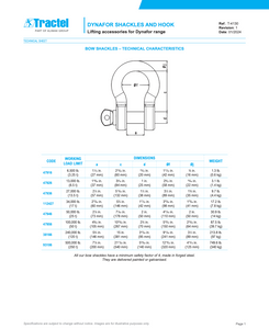 Tractel Dynafor Bow Shackle 5 t to 6.5 t Capacity Range