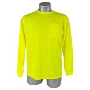 High Visibility Yellow Safety Long Sleeve Shirt - L