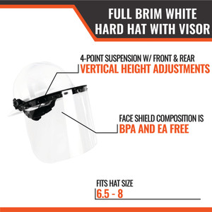 FULL BRIM HARD HAT WITH VISOR White