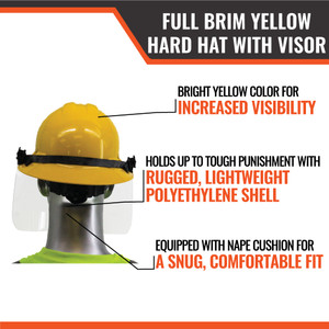 FULL BRIM HARD HAT WITH VISOR Yellow