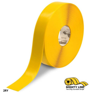 Mighty Line 2" Yellow Solid Color Tape - 100' Roll - Safety Floor Tape