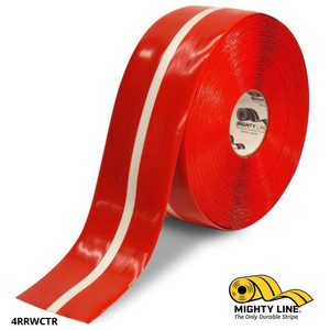 Mighty Line 4" Red Tape with White Center Line - 100' Roll - Safety Floor Tape