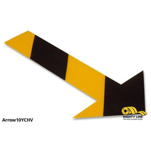 Mighty Line Solid Yellow Floor Tape Arrow with Black Chevrons - Pack of 50