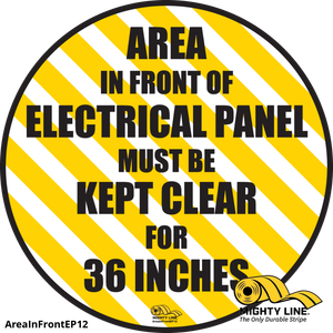 12" Wide Keep Area infront of Electrical Panel Mighty Line Floor Sign, Industrial Strength