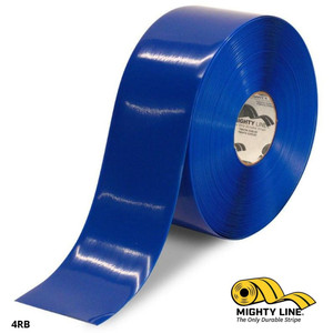 Mighty Line 4" Blue Solid Color Tape - 100' Roll - Safety Floor Tape