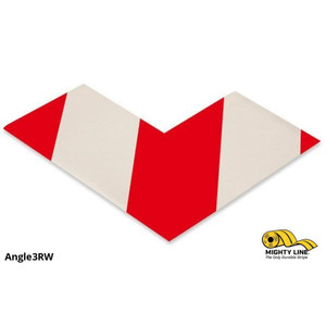 Mighty Line 3" Wide Solid White Angle with Red Chevrons - Pack of 100 - Safety Floor Tape & Floor Marking