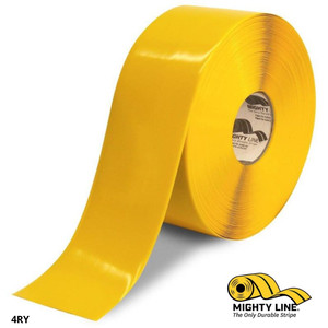Mighty Line 4" Yellow Solid Color Tape - 100' Roll - Safety Floor Tape