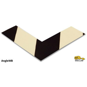 Mighty Line 2" Wide Solid White Angle with Black Chevrons - Pack of 100 - Safety Floor Tape & Floor Marking