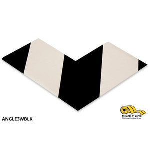 Mighty Line 3" Wide Solid White Angle with Black Chevrons - Pack of 100 - Safety Floor Tape & Floor Marking